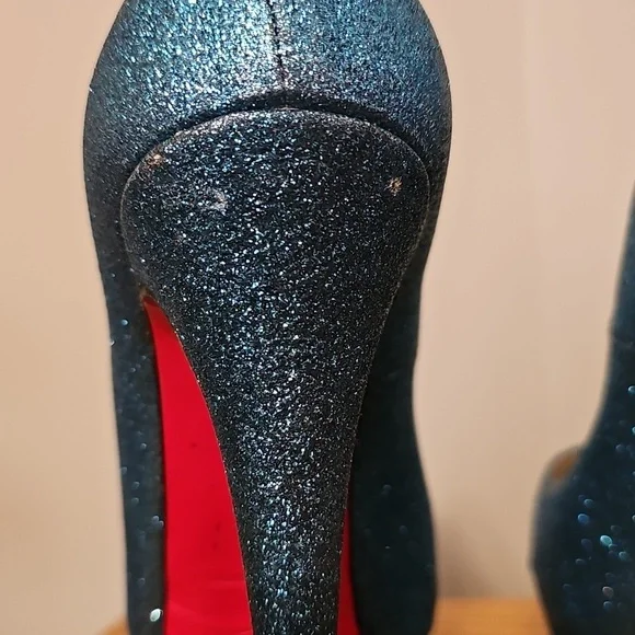Christian Louboutin Lady Peep 150mm Blue Glitter - Picture 9 of 12